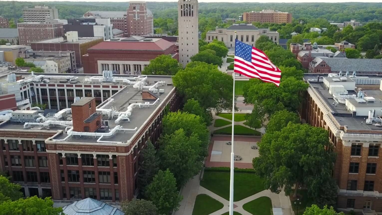 Aerial view of Ann Arbor Michigan