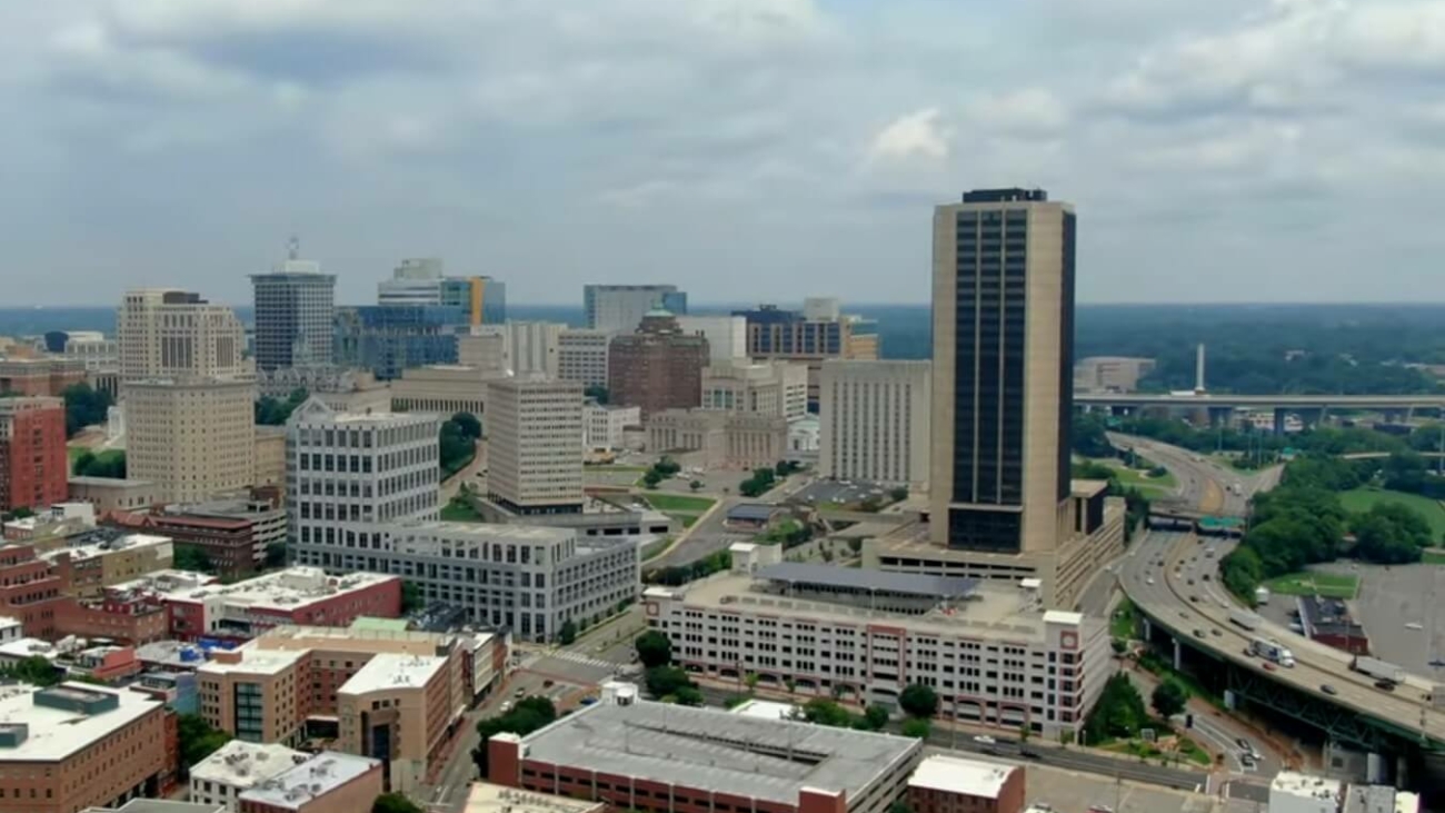 Drone view of Richmond Virginia