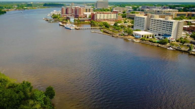 Drone view of Wilmington North Carolina